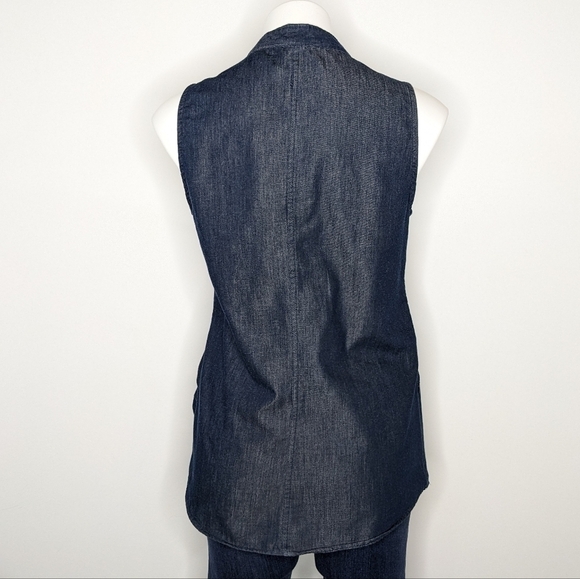 Toad & Co Wayfarer sleeveless blue faux denim v neck top M - Picture 6 of 8